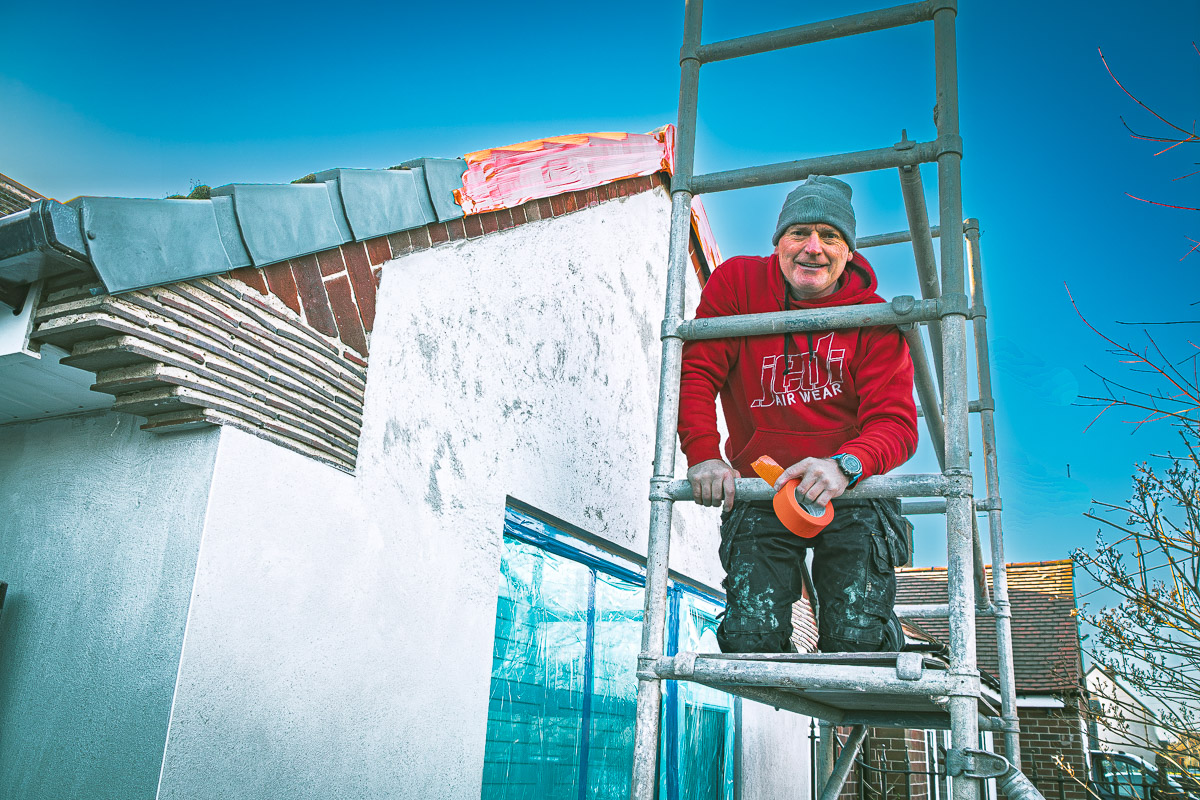 Exterior preparation and protected openings on a project with scaffold access