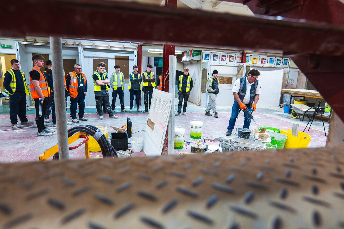 Trainees working together during material preparation