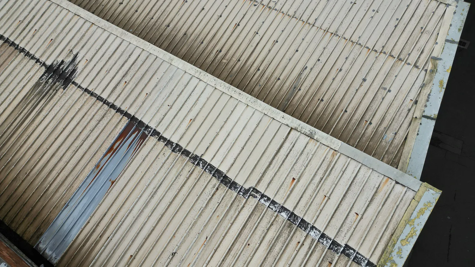 Interior underside of the factory roof