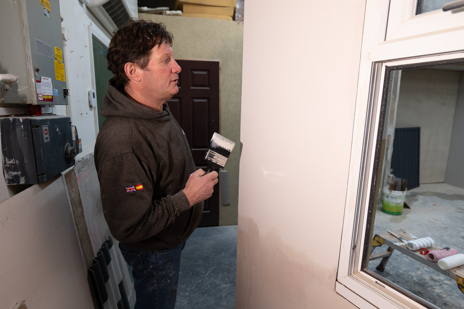 Brush application of DECOCORK around an internal window reveal