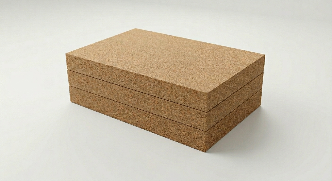 Stack of natural cork insulation boards