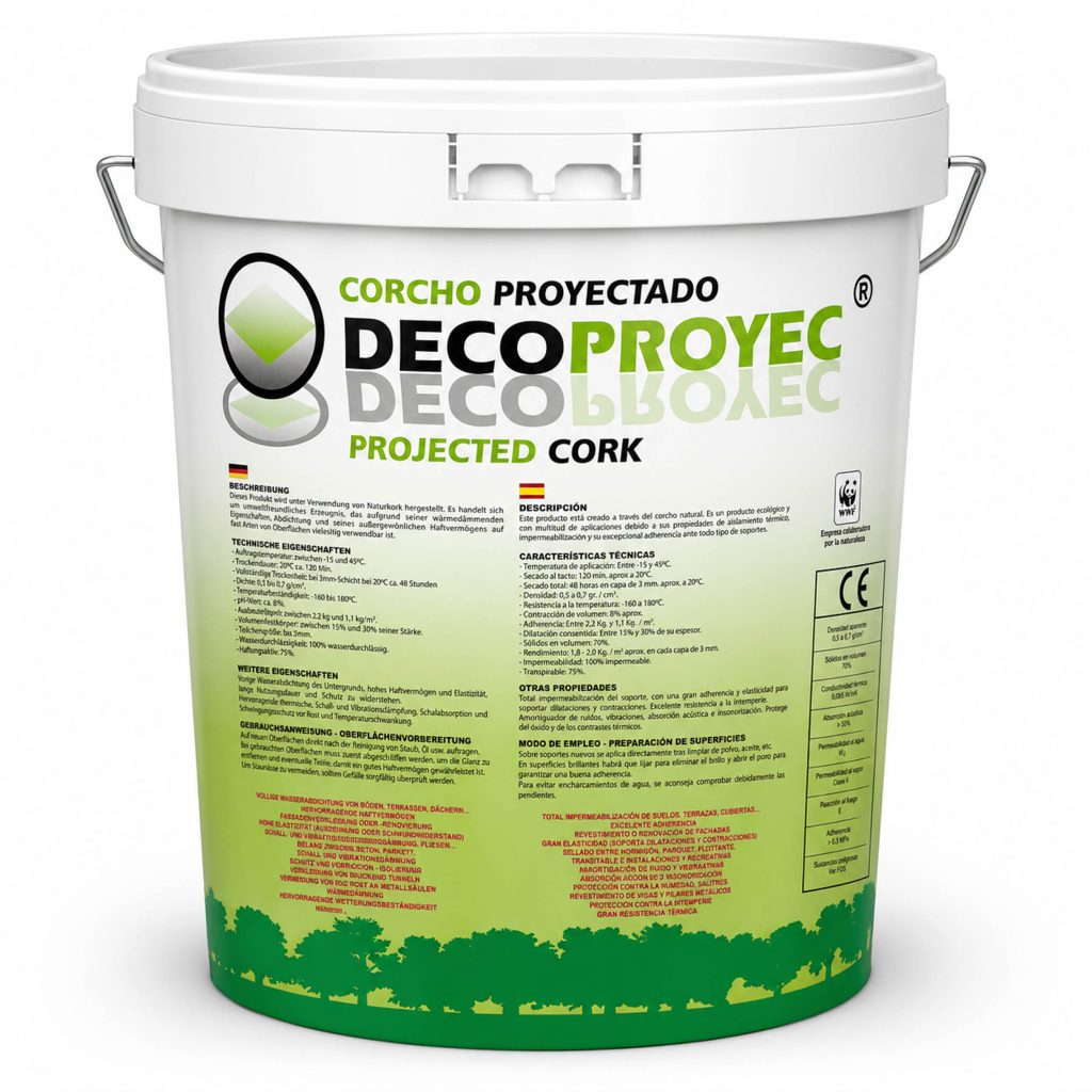 DECO 00 FINO trowelable cork coating bucket for specified internal cork plaster build-ups